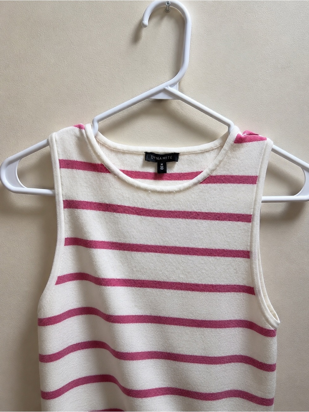 Dynamite Cream and Pink Striped Sleeveless Knit Tank
